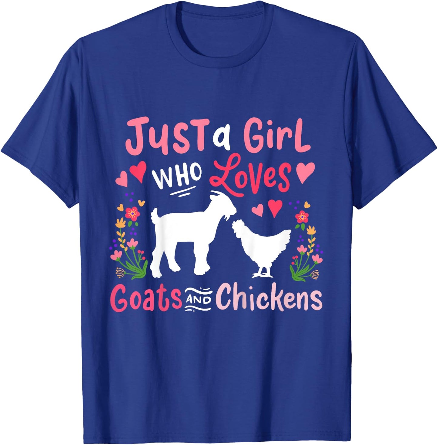 Kids Goat Chicken Just A Girl Who Loves Goats And Chickens T-Shirt - T-Shirt | Royal