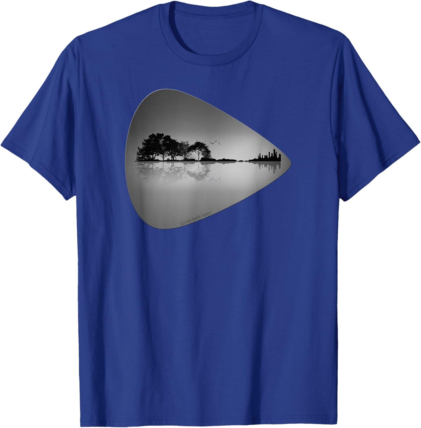 Guitar Pick Lake Reflections Music Lover Guitar T-Shirt - T-Shirt | Royal