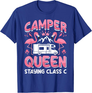 RV Camper Staying Class C Campside Funny Women Camping T-Shirt - T-Shirt | Royal