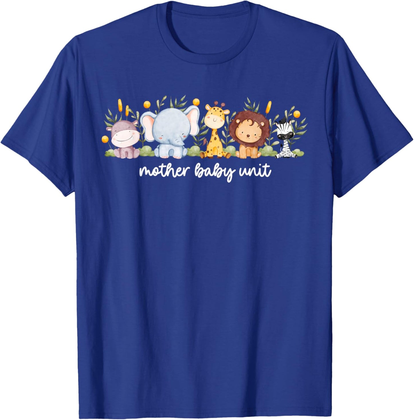 Mother Baby Unit Cute Animals NICU Nurse Squad Postpartum T-Shirt - T-Shirt | Royal