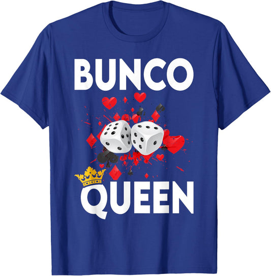 Bunco Queen Funny Player Game Night Party Prize T-Shirt - T-Shirt | Royal