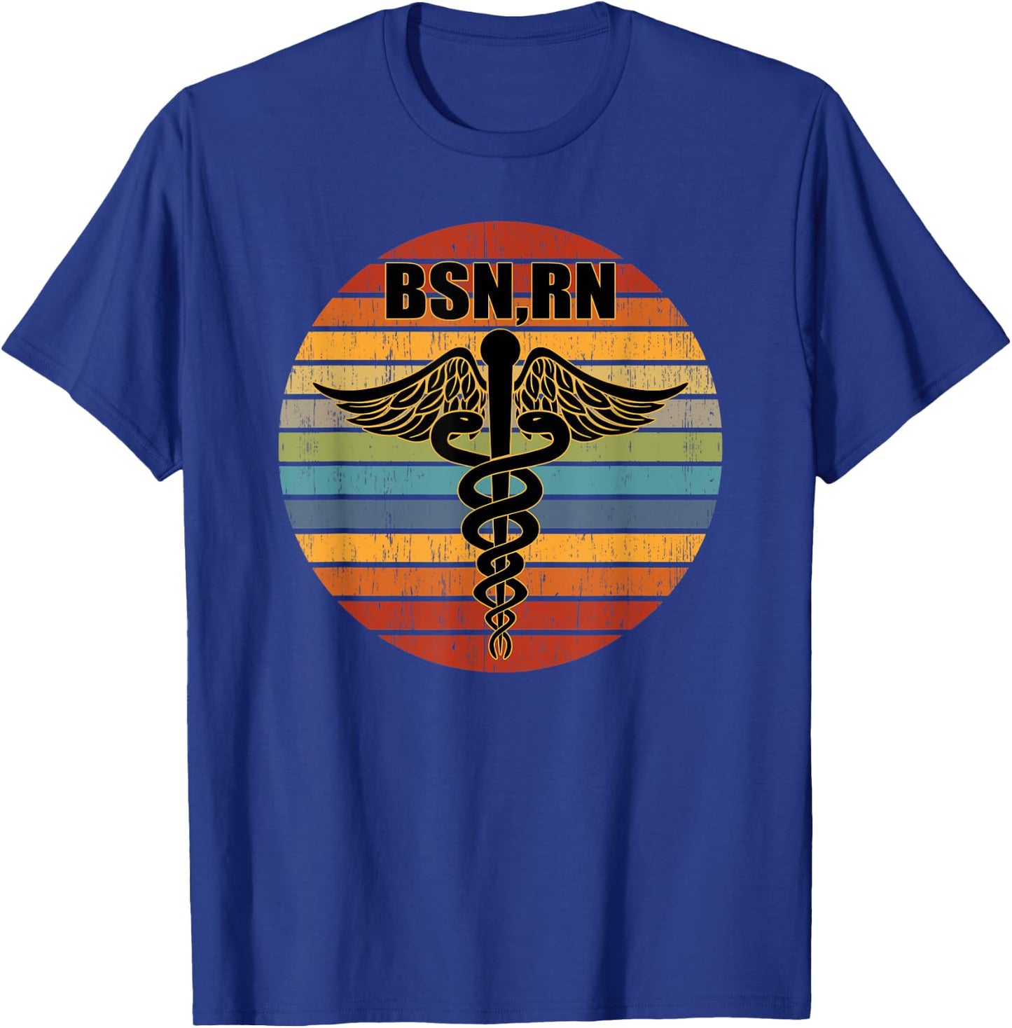BSN Registered Nurse RN Caduceus Symbol Retro BSN, RN Role T-Shirt - T-Shirt | Royal