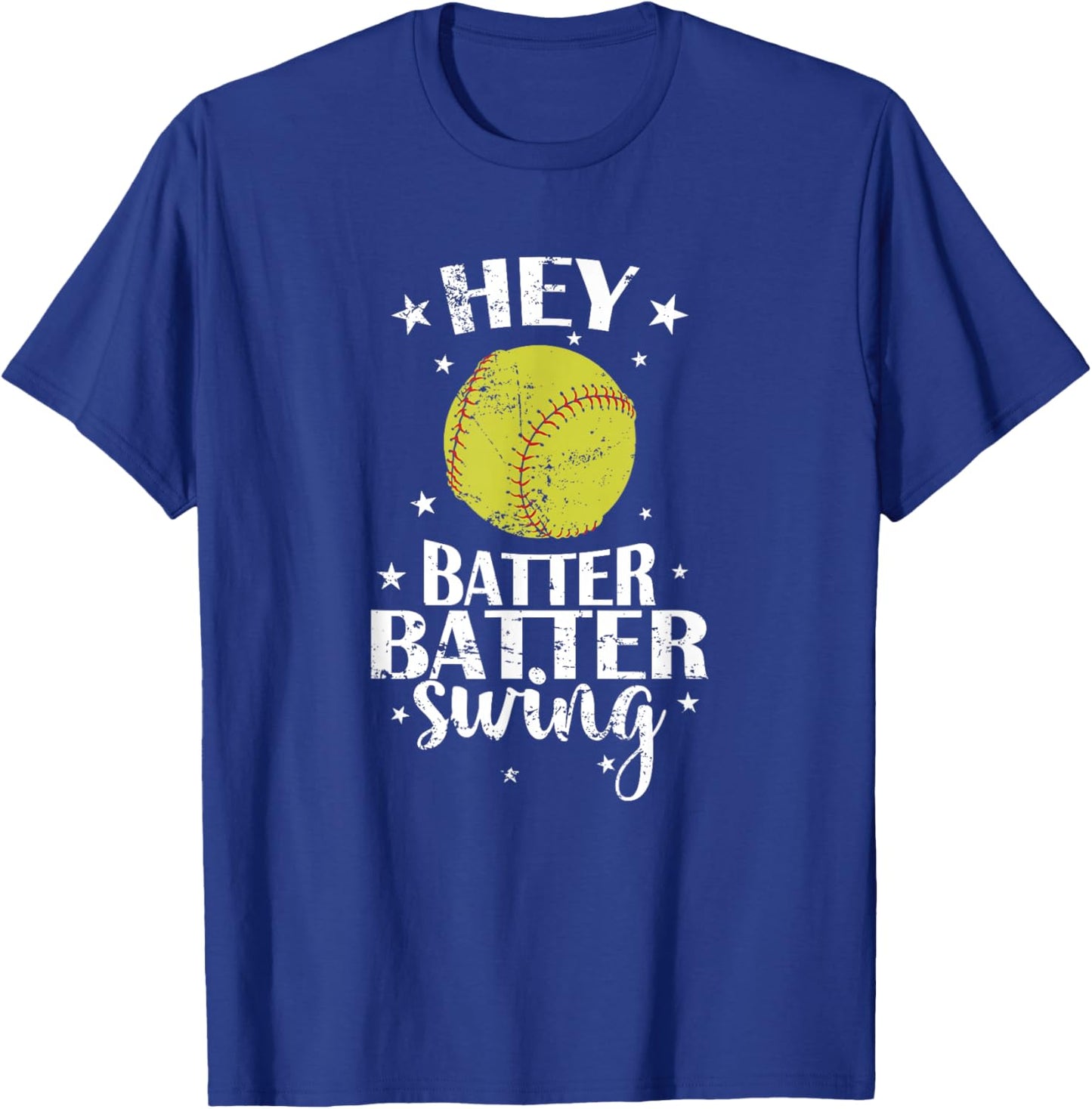 Hey Batter Batter Swing Softball T-Shirt - T-Shirt | Royal