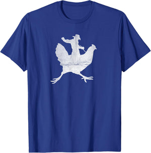 Cowboy Riding a Chicken Distressed T-Shirt - T-Shirt | Royal