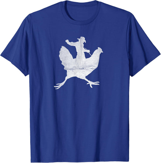 Cowboy Riding a Chicken Distressed T-Shirt - T-Shirt | Royal