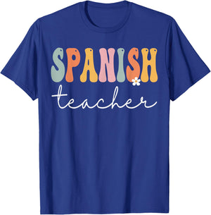 Spanish Teacher Groovy Women Appreciation Day Back To School T-Shirt - T-Shirt | Royal