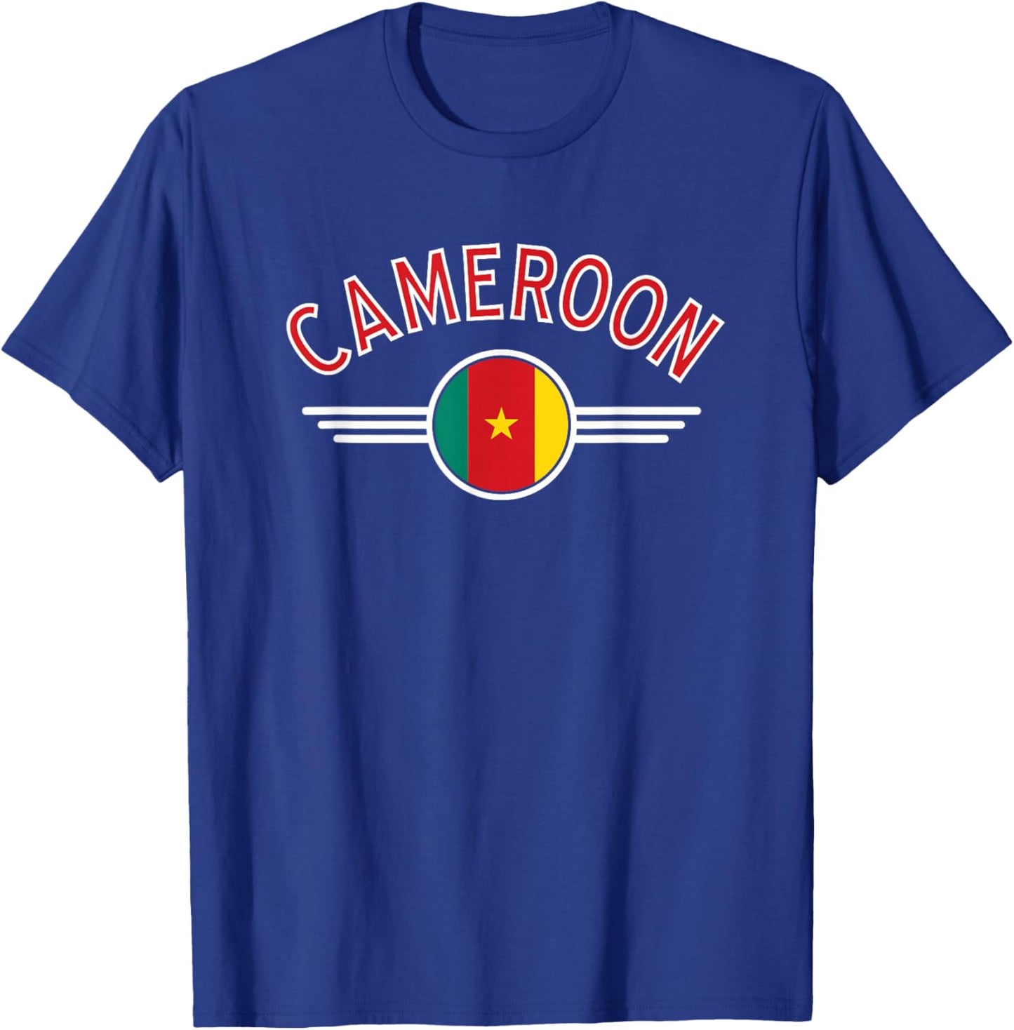 Cameroon Flag Circle and Red Text T-Shirt - T-Shirt | Royal