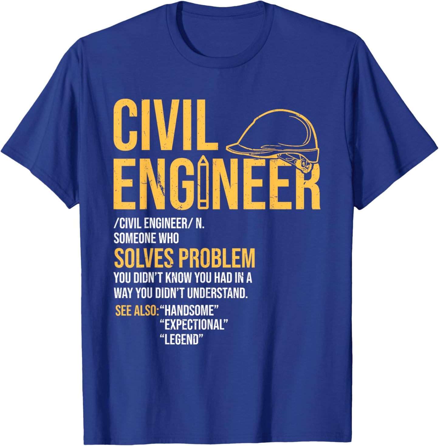 Draftsman Gift For Architect Engineer Men's Black Cotton Polyester Modern Short Sleeve Classic Fit Small T-Shirt - T-Shirt | Royal