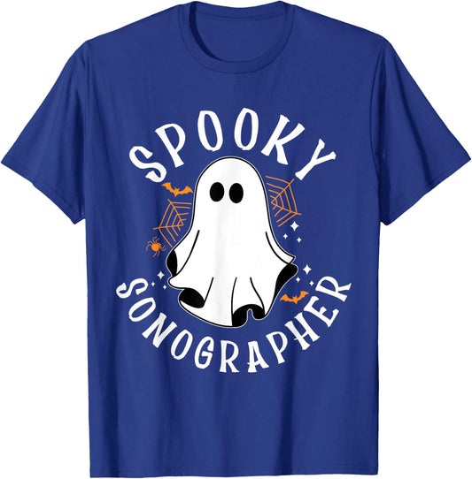 Spooky Sonographer, Halloween Sonography, Ultrasound Tech T-Shirt - T-Shirt | Royal