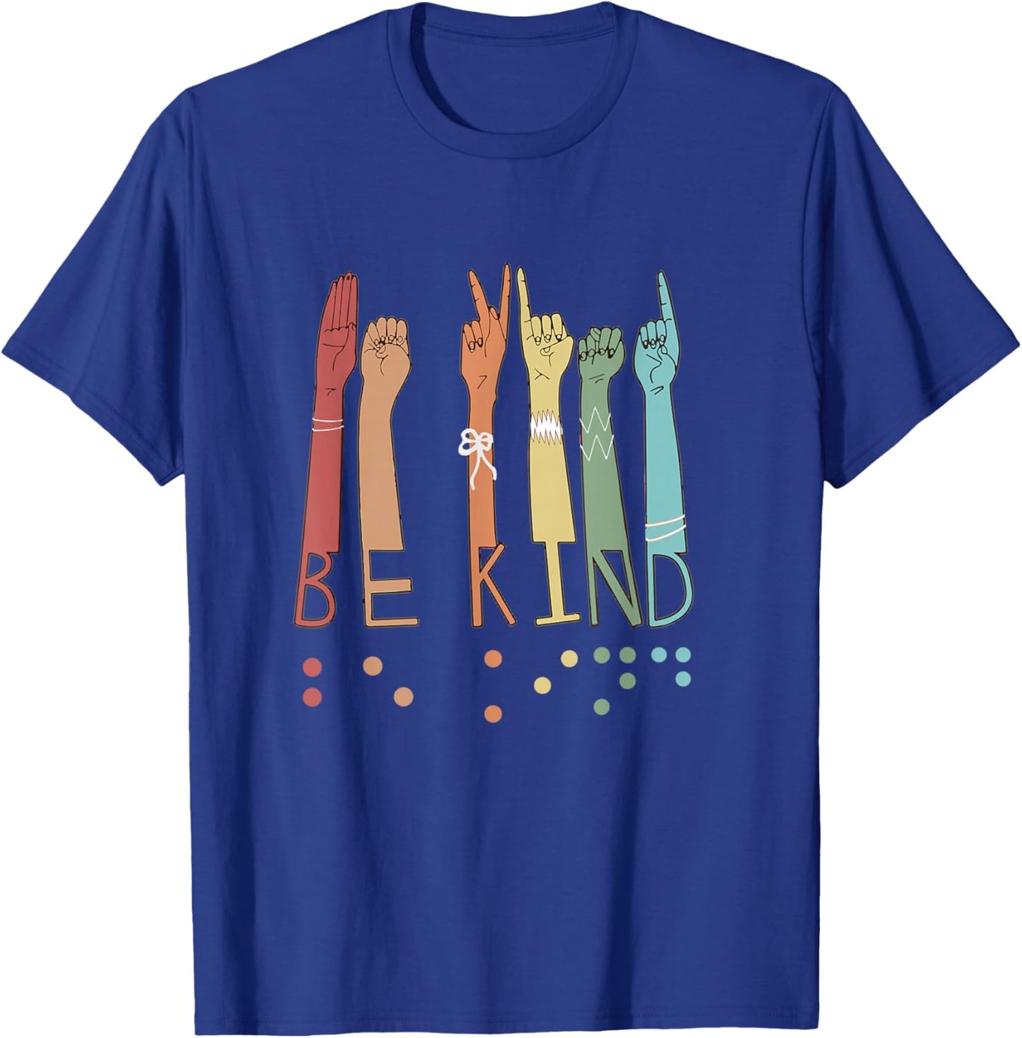 Be Kind Sign Braille Language Visually Impaired Awareness T-Shirt - T-Shirt | Royal