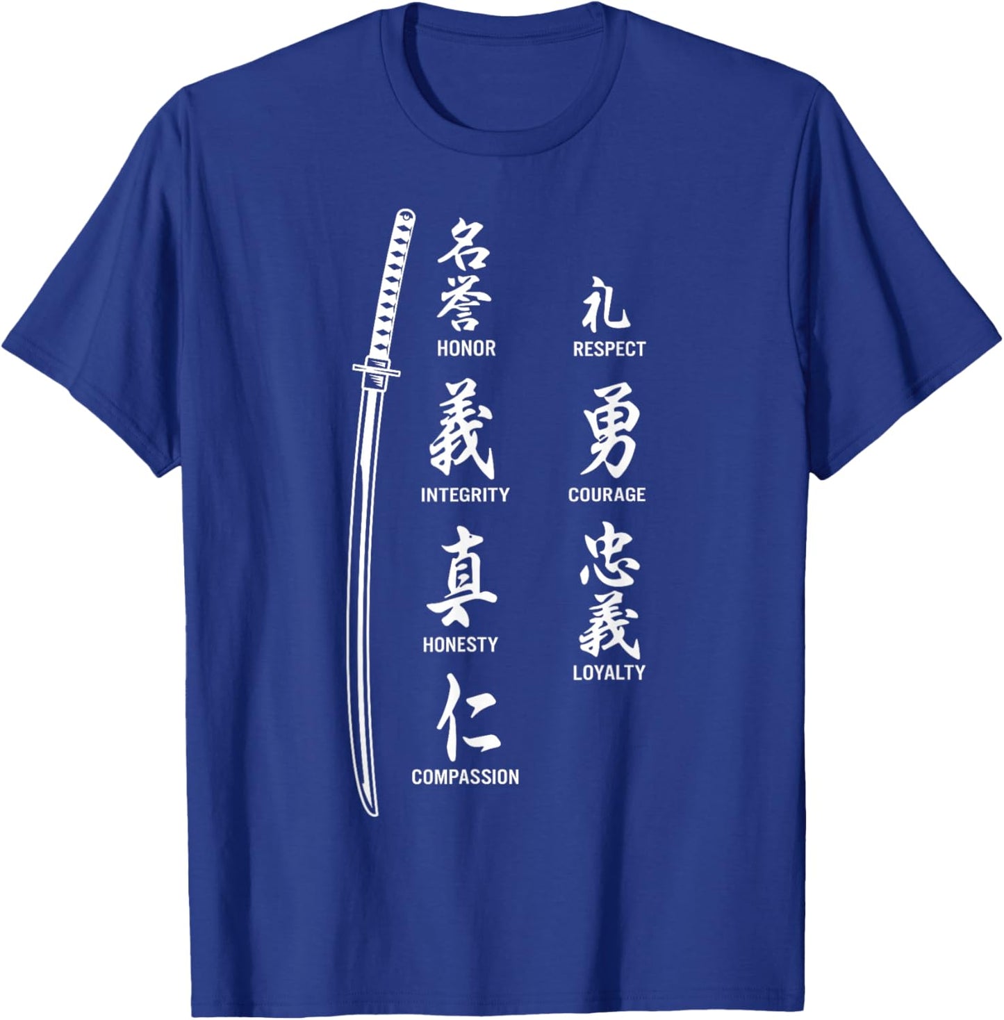 Vintage Japanese Letter Samurai Katana Sword Warrior T-Shirt - T-Shirt | Royal