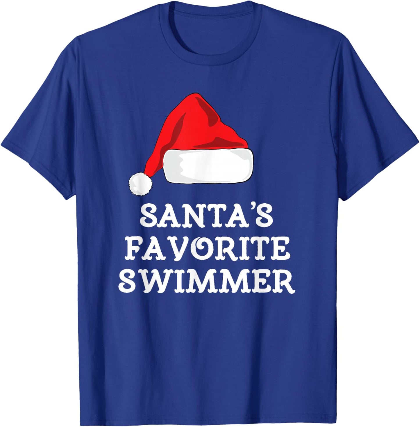 Santa's Favorite Swimmer Christmas Funny Xmas Swimming Swim T-Shirt - T-Shirt | Royal