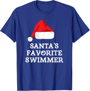 Santa's Favorite Swimmer Christmas Funny Xmas Swimming Swim T-Shirt - T-Shirt | Royal