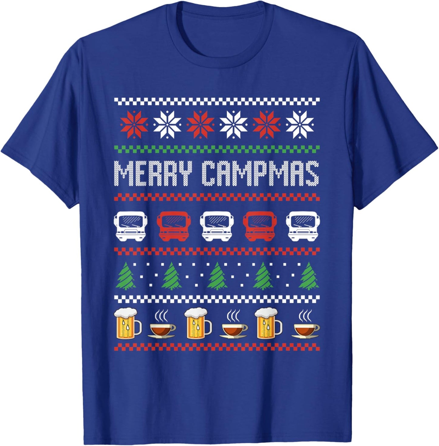 Camping Motorhome Ugly Christmas Sweater Merry Campmas T-Shirt - T-Shirt | Royal