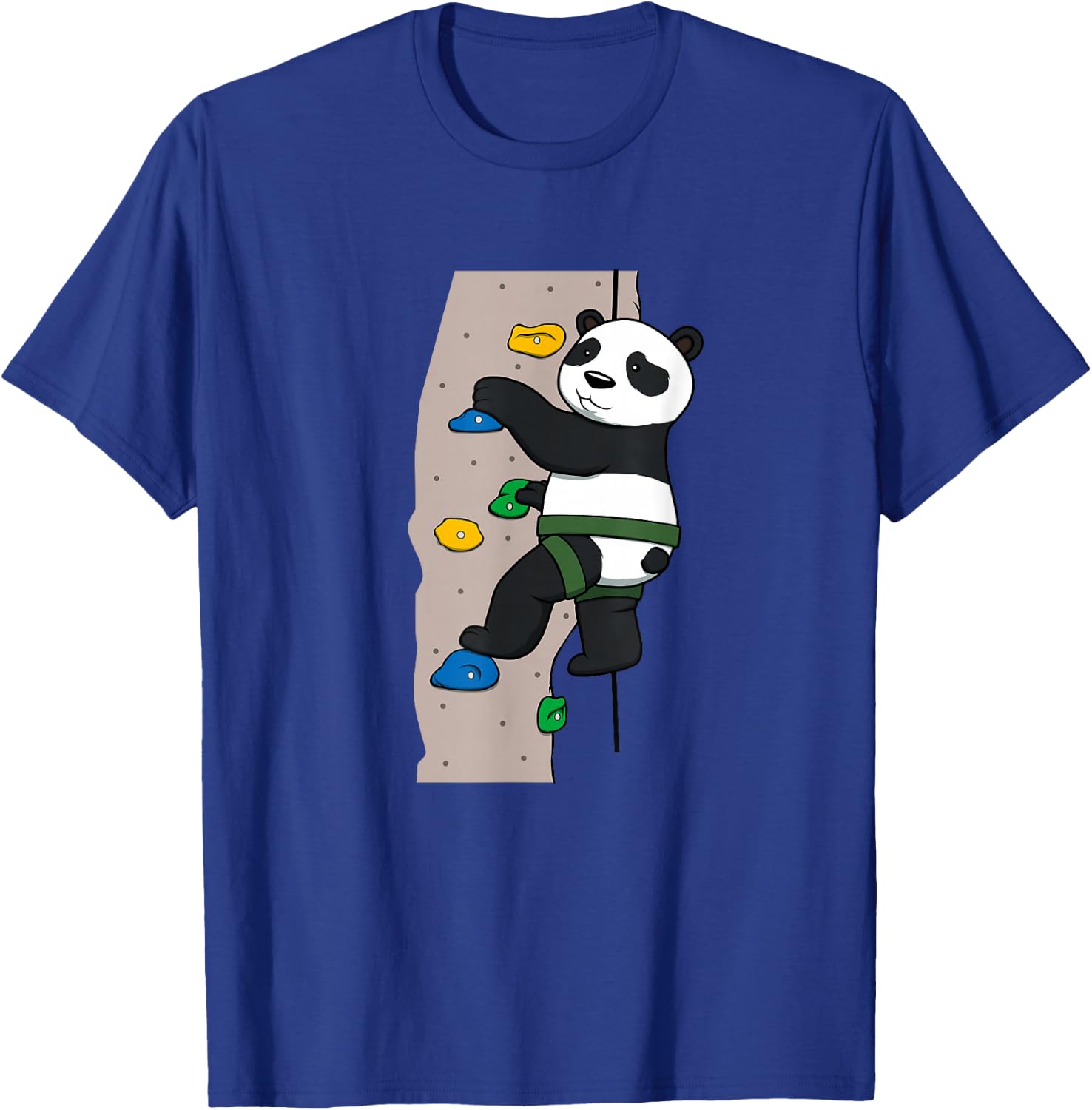 Cute Panda Rock Climber Illustration | Fun Climbing Animal T-Shirt - T-Shirt | Royal