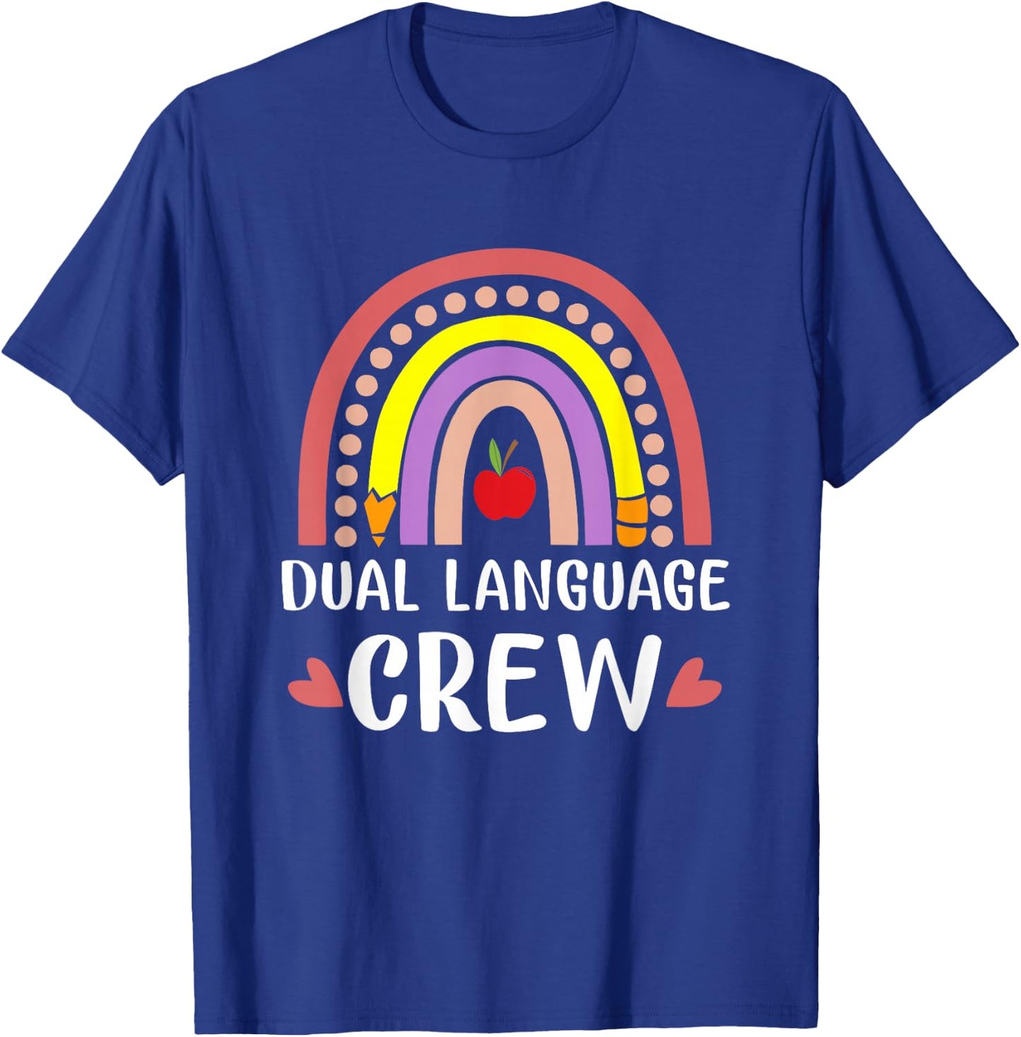 Dual Language Crew Rainbow Boho Bilingual Teacher T-Shirt - T-Shirt | Royal