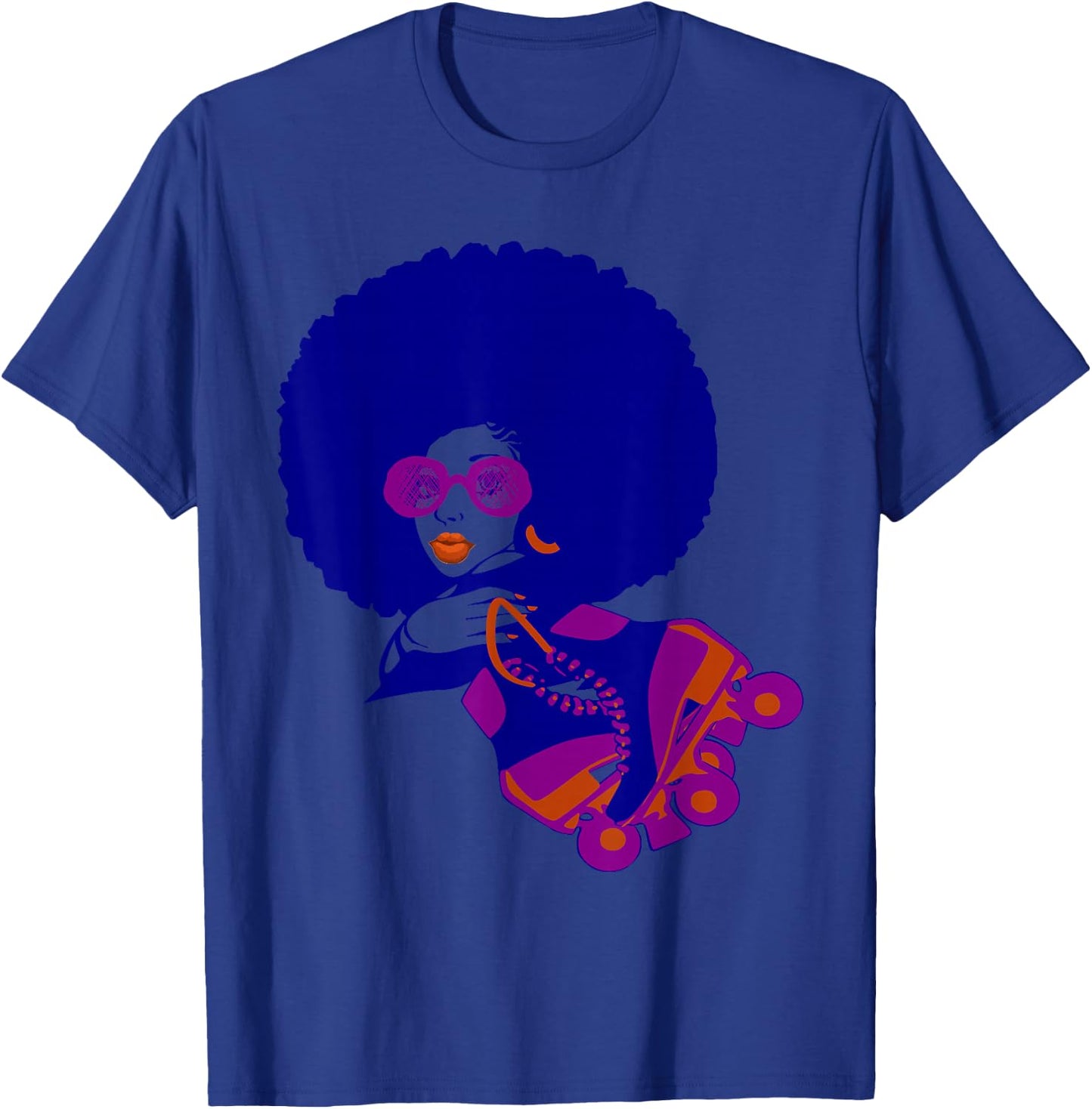 Retro Afro Hair Natural Hair girl with Afro Puff T-Shirt - T-Shirt | Royal