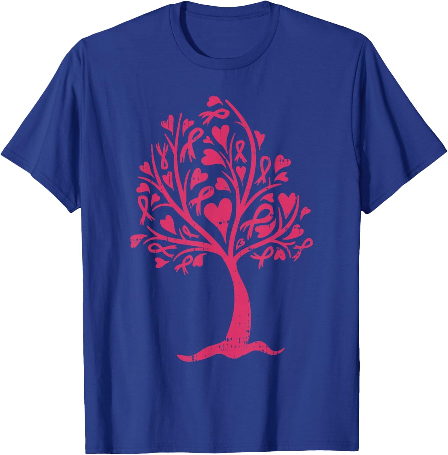 Breast Cancer Awareness Shirt Pink Ribbon Tree Support Gift T-Shirt - T-Shirt | Royal