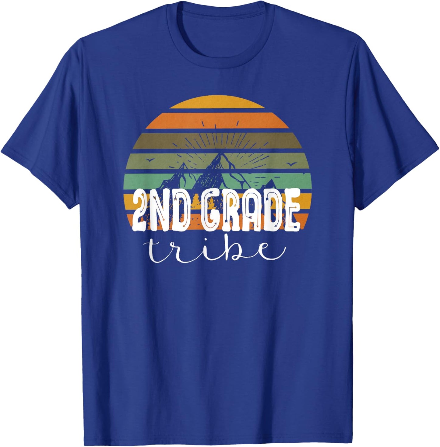 Second Grade Tribe Teacher Student Team 2nd Grade Retro T-Shirt - T-Shirt | Royal