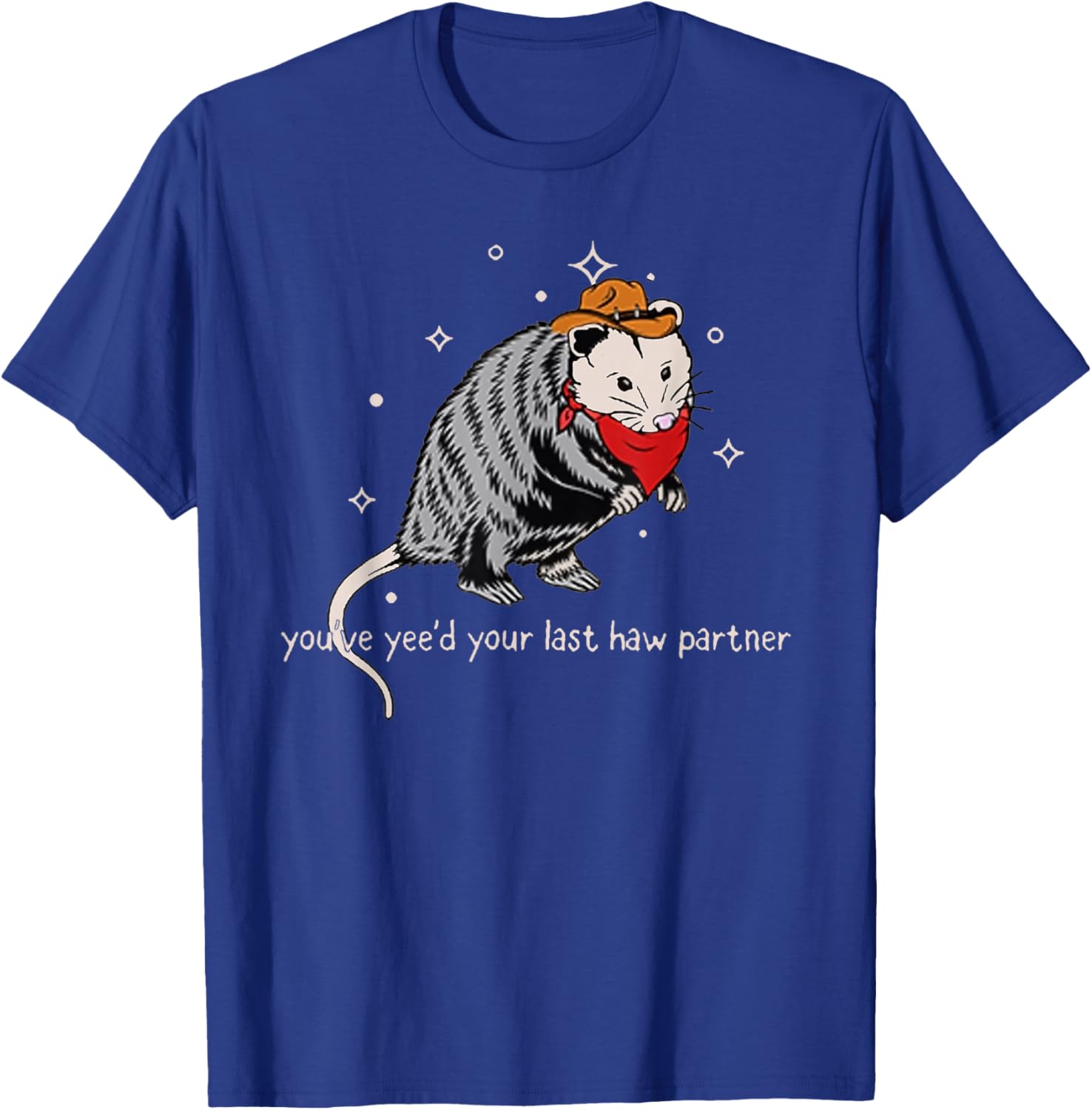 Funny Vintage Opossum Cowboy Hat Western Possum Lover Gifts T-Shirt - T-Shirt | Royal