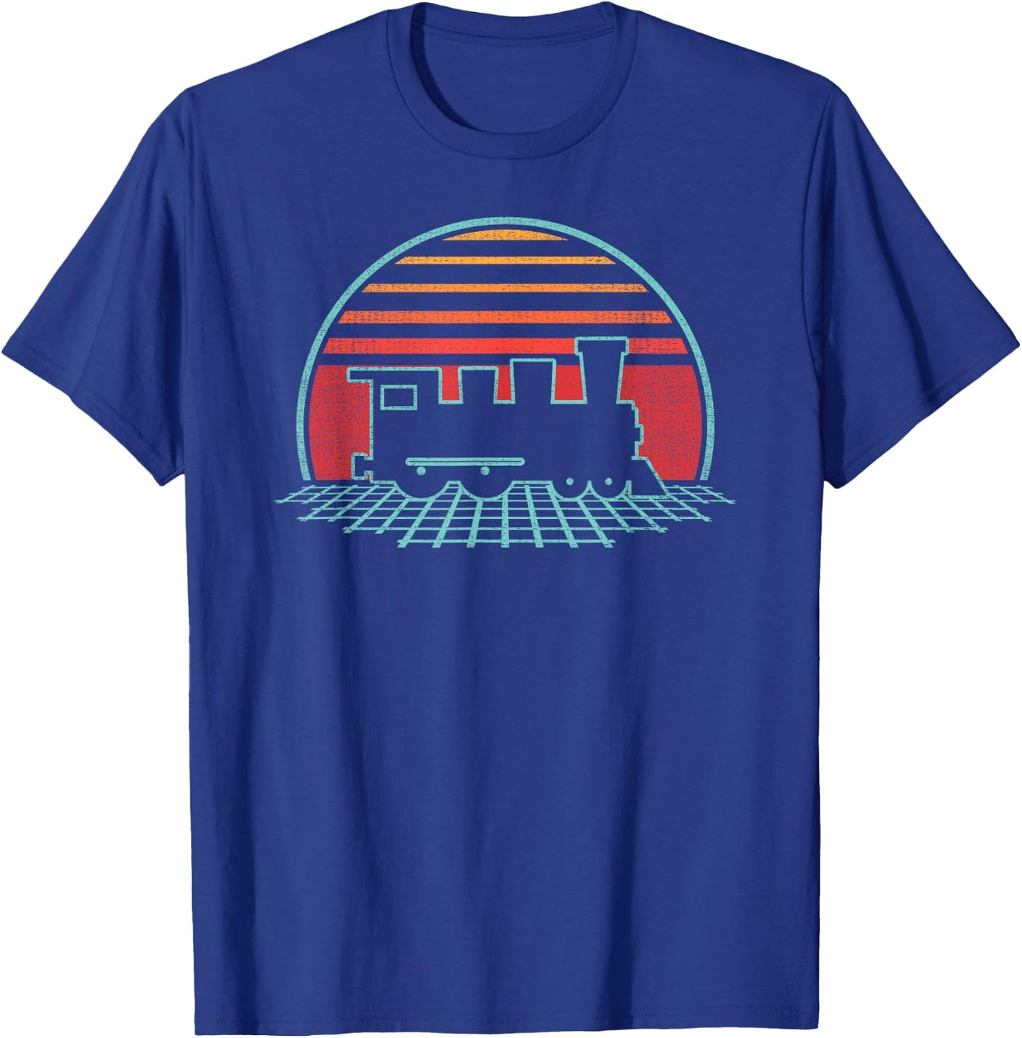 Train Driver Retro Vintage 80s Style Railroad Lover Gift T-Shirt - T-Shirt | Royal