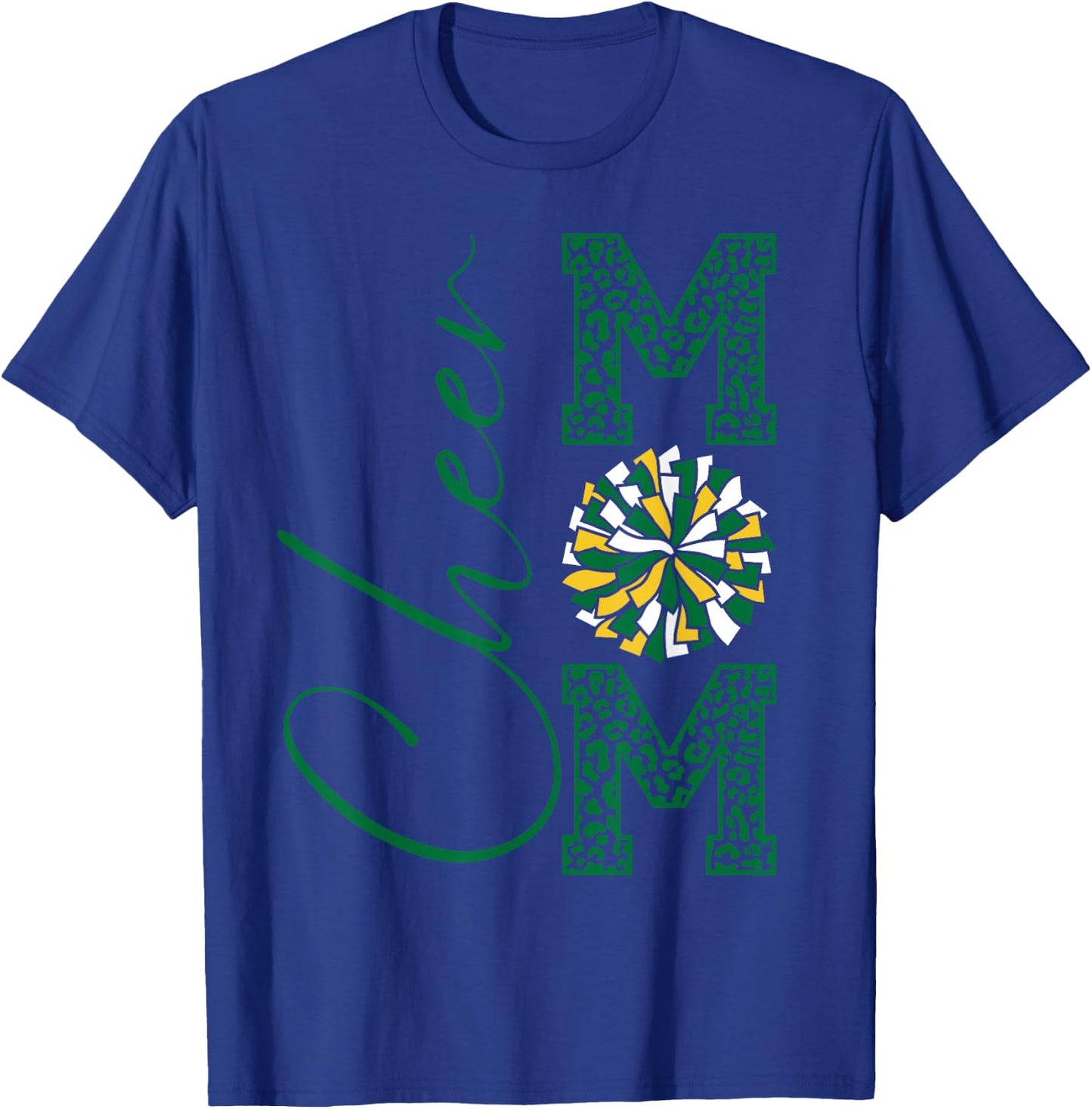 Cheer Mom | Green Yellow White | Gold | Leopard Print T-Shirt - T-Shirt | Royal