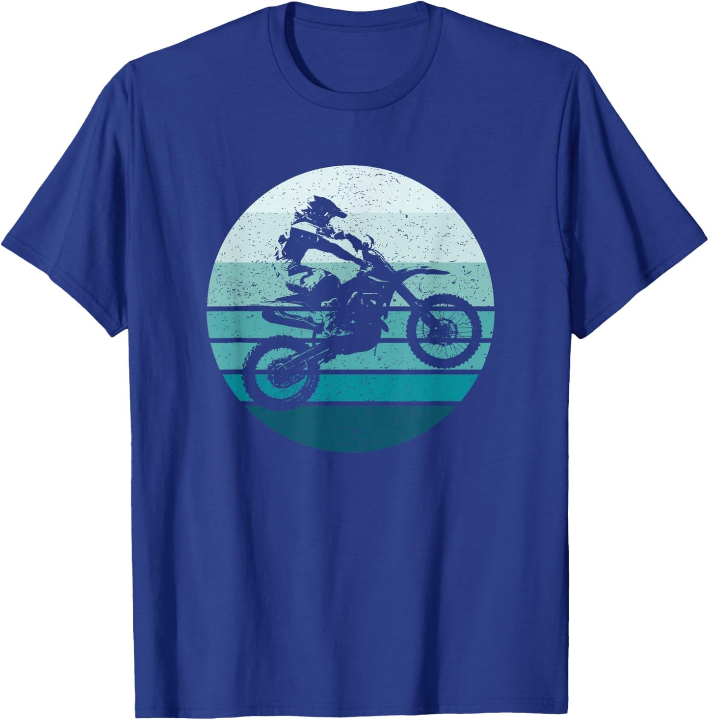 Motocross, Vintage, Dirt Bike Rider, Sunset Background T-Shirt - T-Shirt | Royal