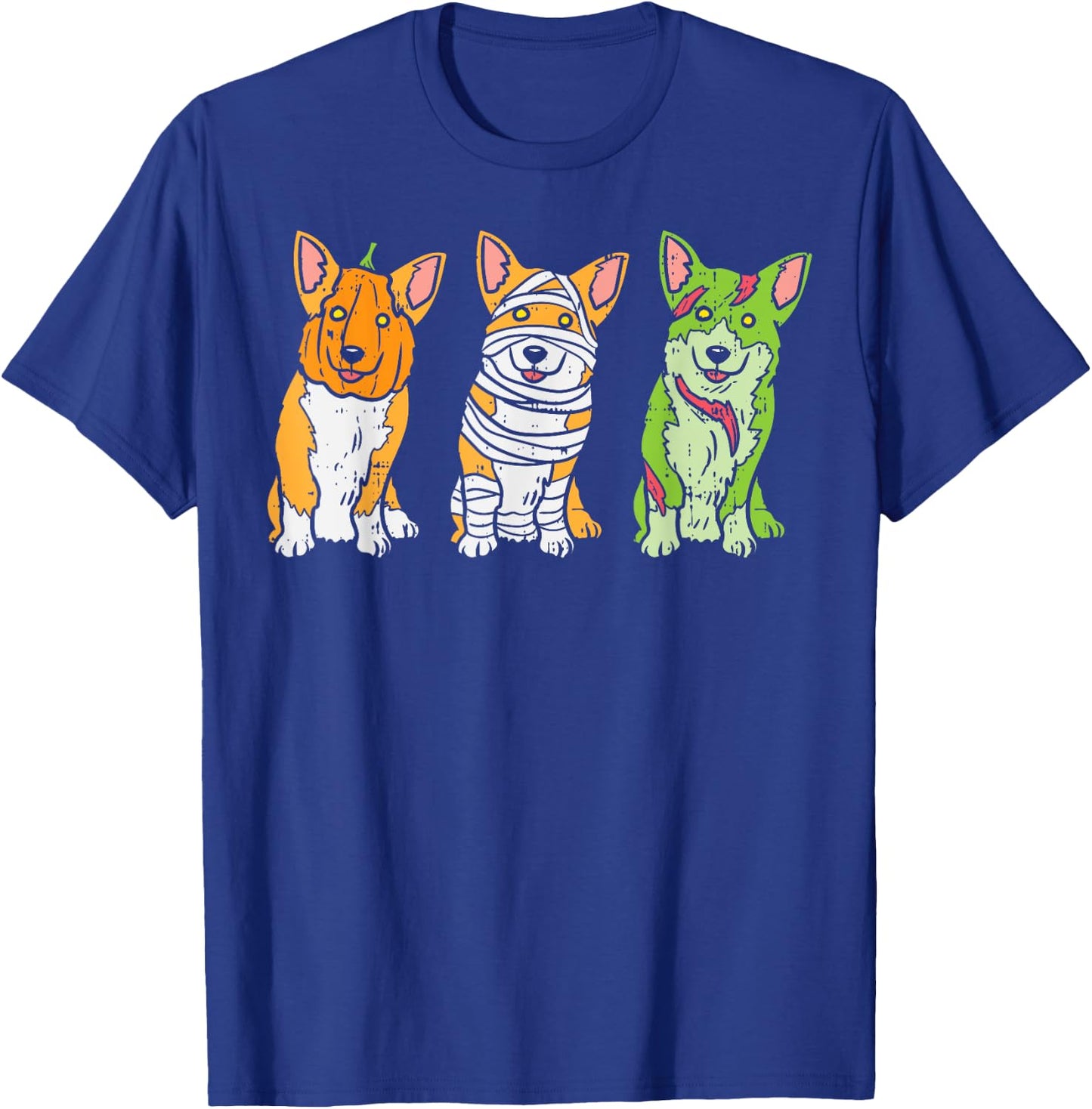 Pumpkin Mummy Zombie Welsh Corgi Dog Cute Halloween Pet Gift T-Shirt - T-Shirt | Royal