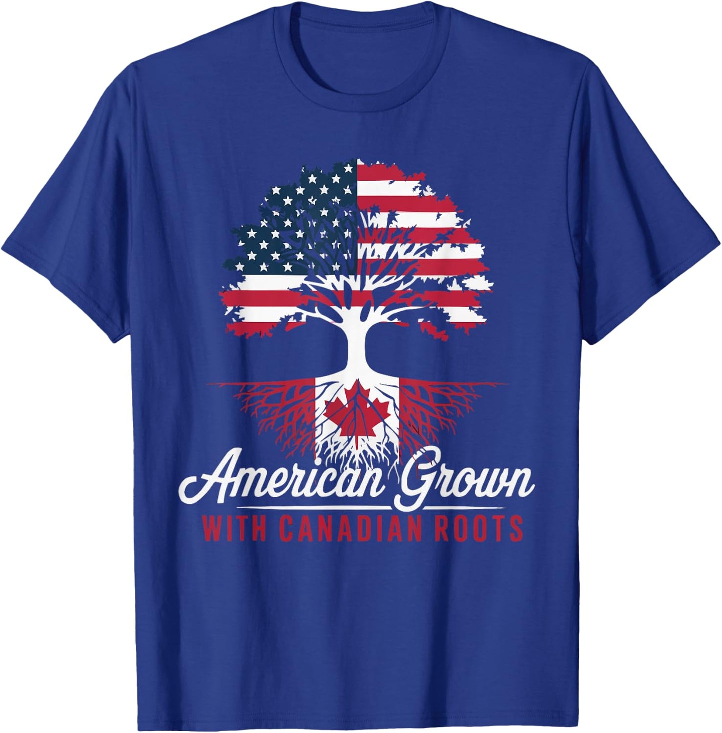 Half American Half Canadian USA Flag Canada America T-Shirt - T-Shirt | Royal