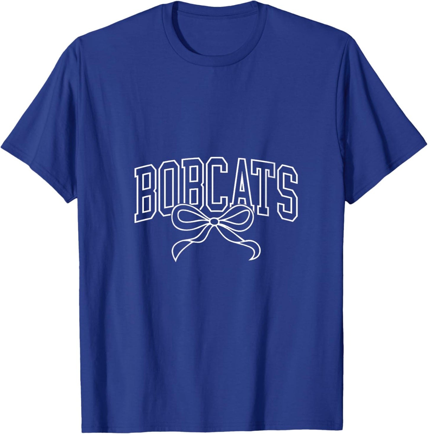 Coquette Bow Bobcats Back to School Team Spirit V-Neck T-Shirt - T-Shirt | Royal