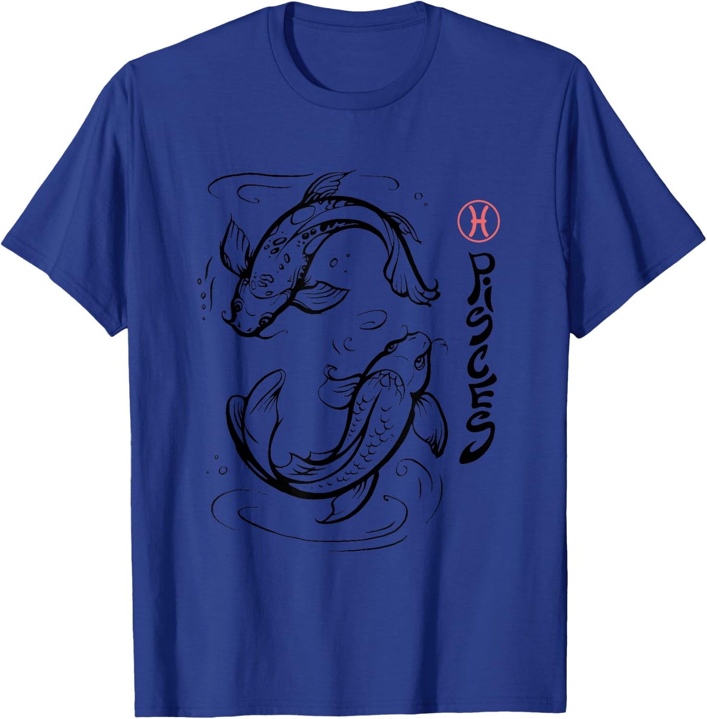 Zodiac Pisces Astrology Star Sign Graphic Japanese Koi Fish T-Shirt - T-Shirt | Royal