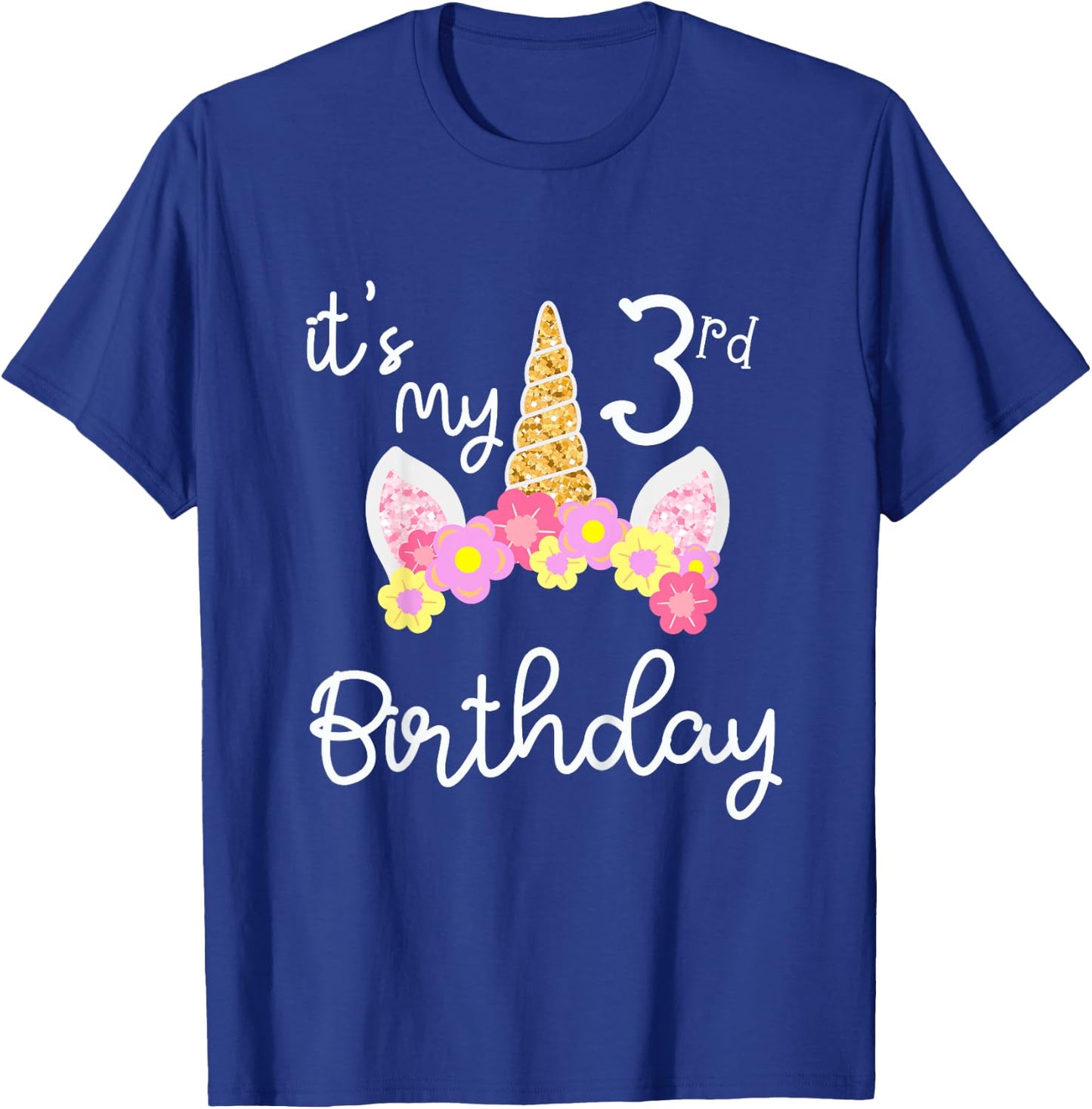 It's My 3 rd Birthday Three Year's Old Unicorn T-Shirt - T-Shirt | Royal