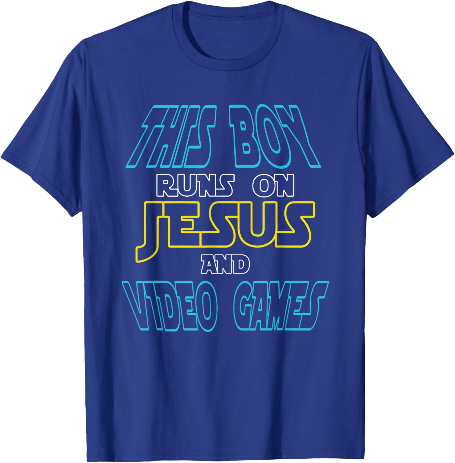 This Boy Runs On Jesus And Video Games Shirt Christian Gift T-Shirt - T-Shirt | Royal