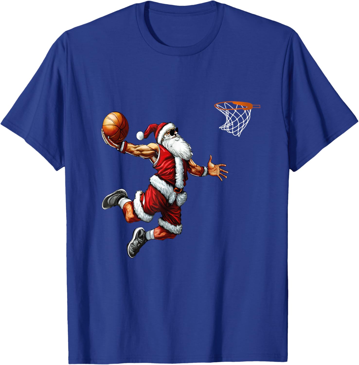 Santa Playing Basketball Christmas T-Shirt - T-Shirt | Royal