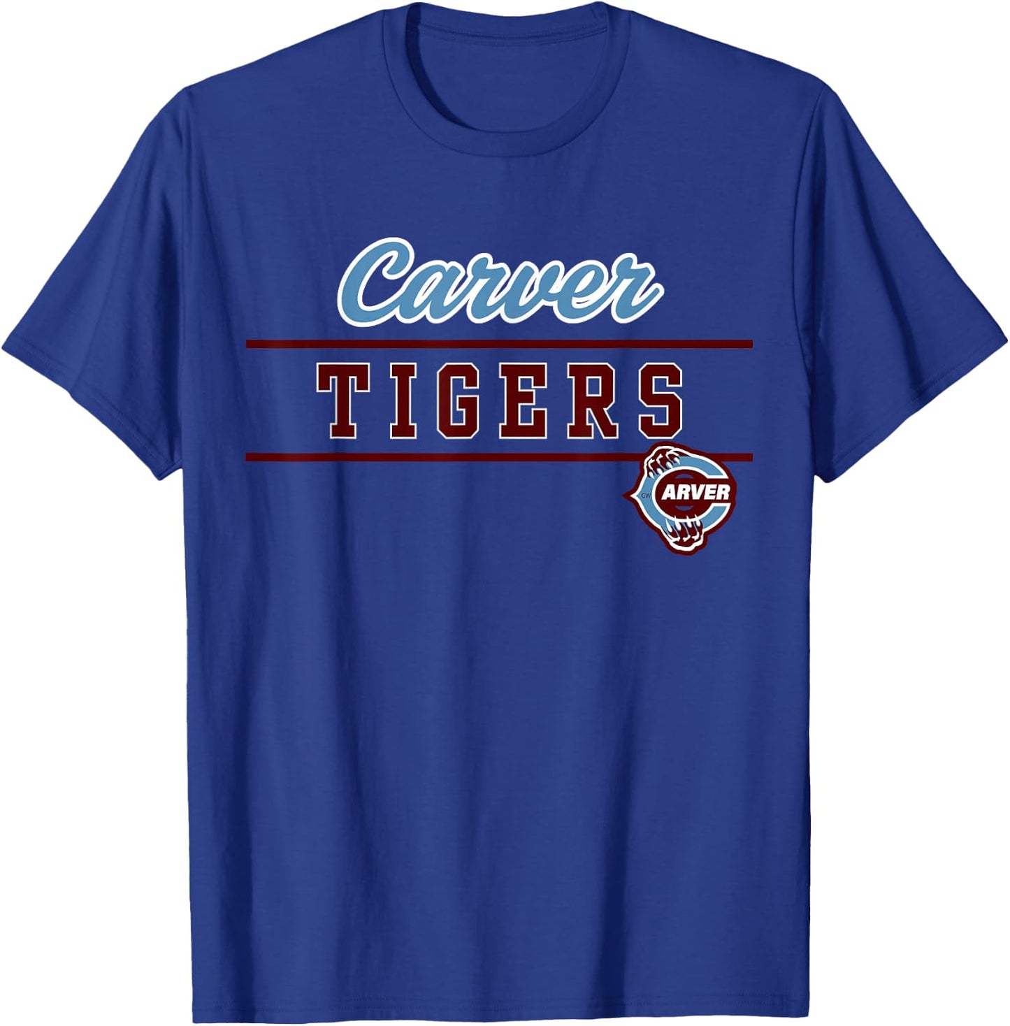Carver High School Tigers Lined Up T-Shirt - T-Shirt | Royal