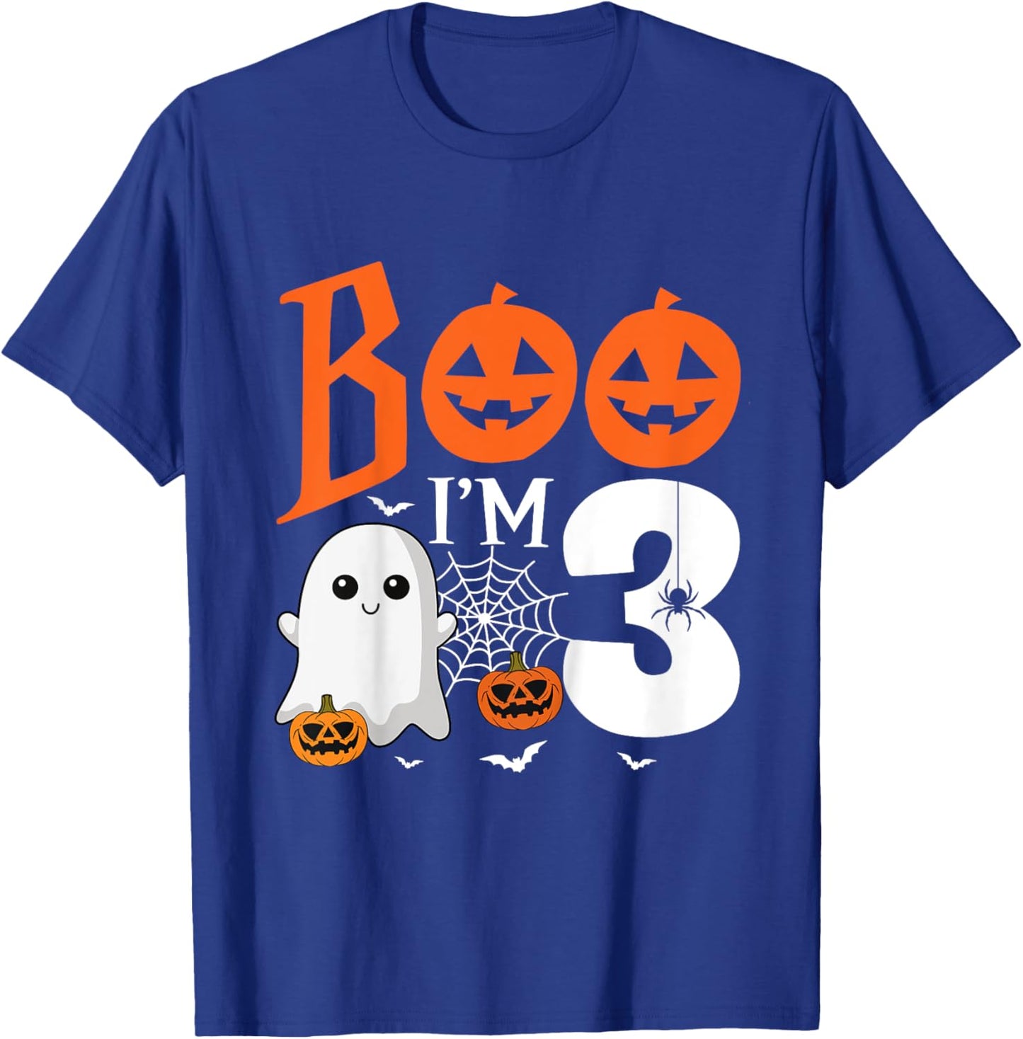 Kids Boo I'm 3 Yr Old 3rd Birthday Halloween Girl Boy Costume T-Shirt - T-Shirt | Royal