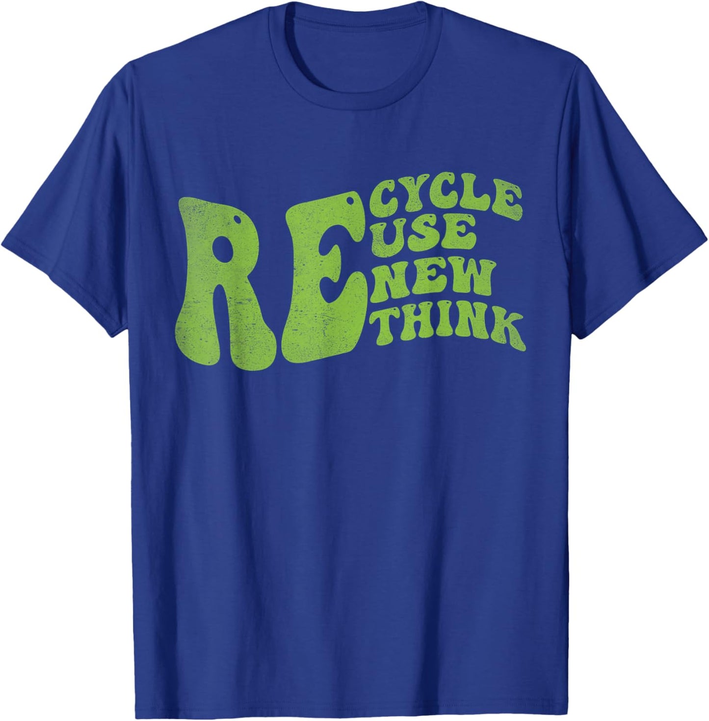 Recycle Reuse Renew Rethink Retro Groovy Earth Day T-Shirt - T-Shirt | Royal