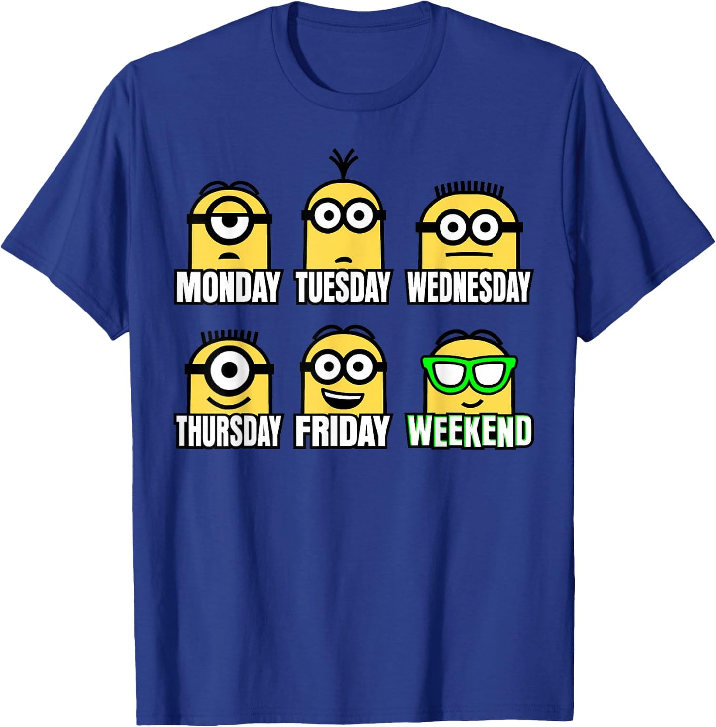 Despicable Me Minions Days and Expressions Of the Week T-Shirt - T-Shirt | Royal