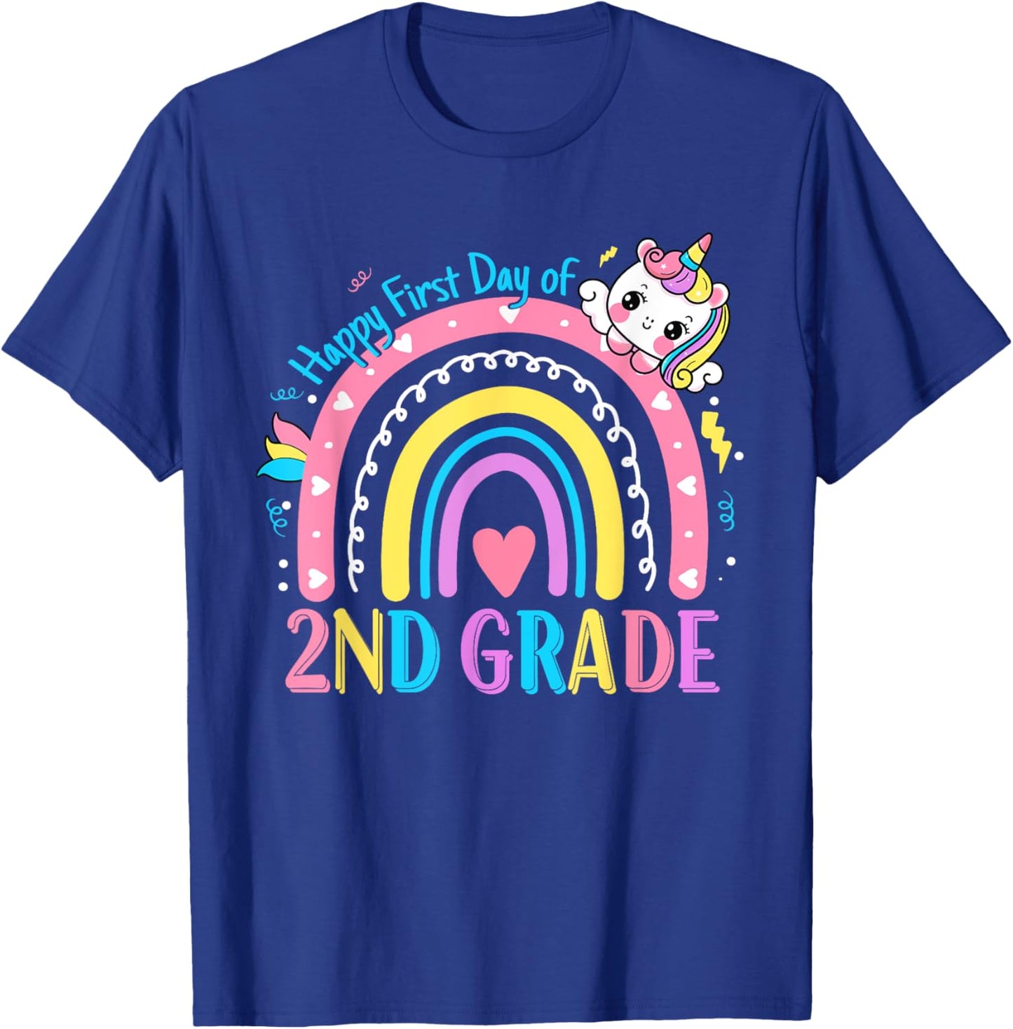 Second Grade First Day to School 2nd Grade Unicorn Girl Kids T-Shirt - T-Shirt | Royal