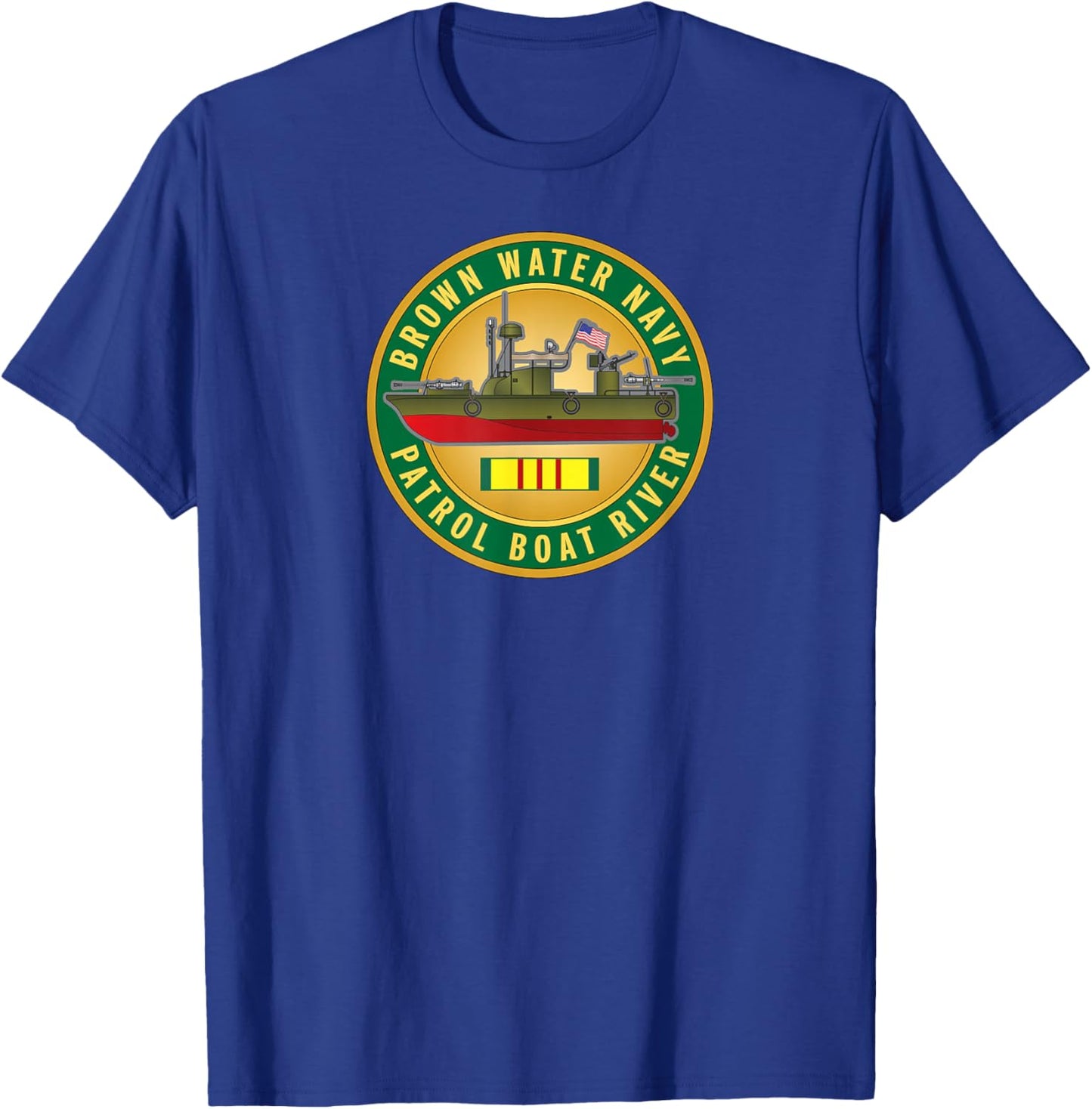 MEDALS OF AMERICA EST. 1976 Brown Water Navy Patrol Boat River T-Shirt - T-Shirt | Royal
