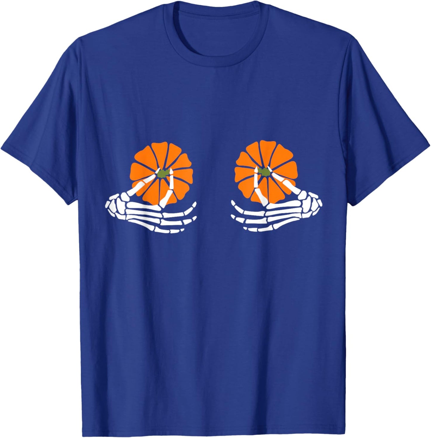 Boobs Pumpkin Skeleton Hand Halloween T-Shirt - T-Shirt | Royal