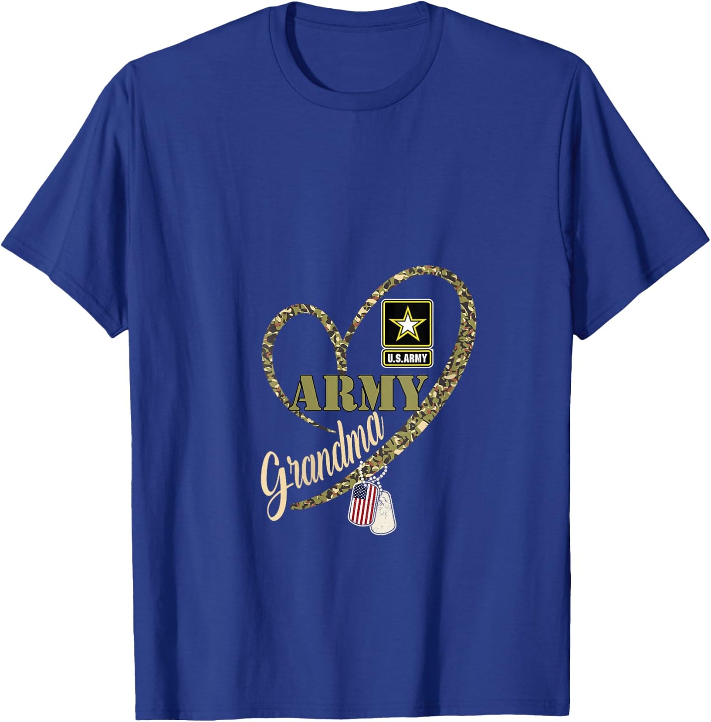 Proud Grandma Clothing Funny Military Heart Camouflage V-Neck T-Shirt - T-Shirt | Royal
