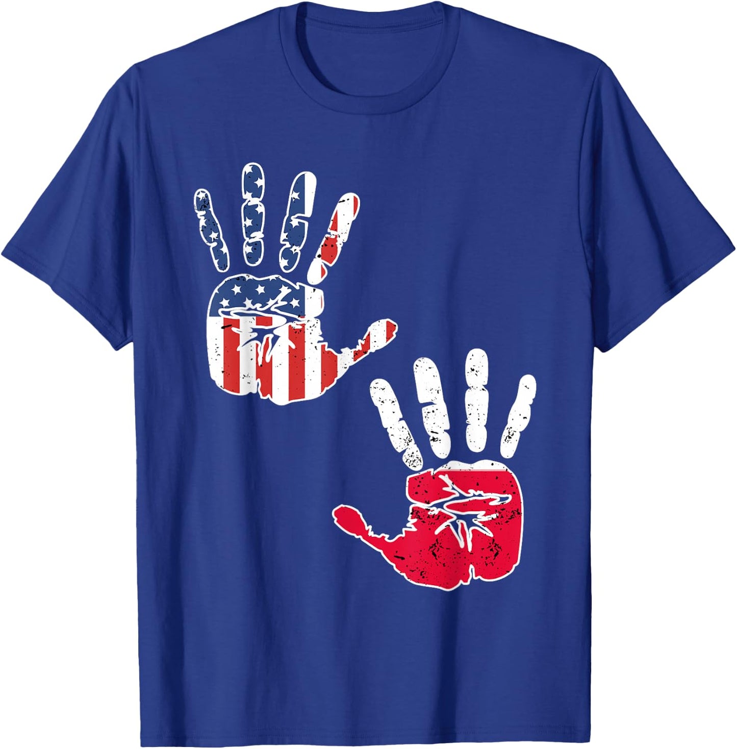 USA Poland Handprint Shirt Proud Polska Flag Polish American T-Shirt - T-Shirt | Royal