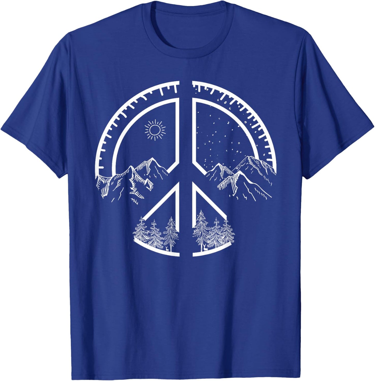 Four Seasons Peace Sign Outdoor Adventure Hippie Retro 60s T-Shirt - T-Shirt | Royal