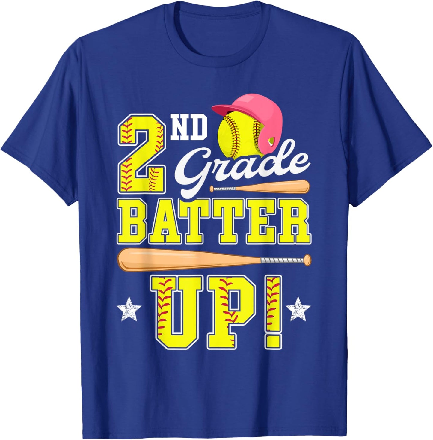 2nd Grade Batter Up Softball Second Grade Back To School T-Shirt - T-Shirt | Royal