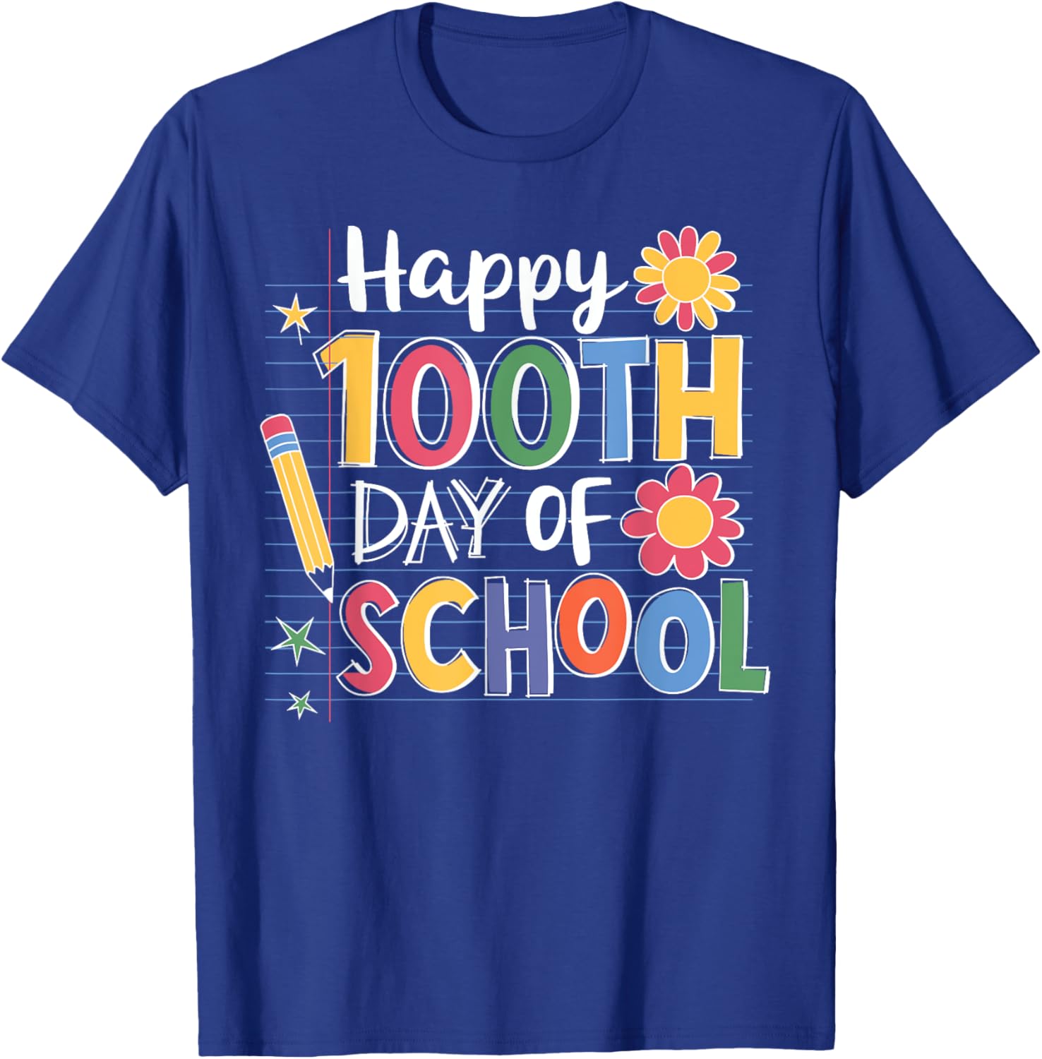 Happy 100 Days Of School Teacher Student Women Kids Cute T-Shirt - T-Shirt | Royal