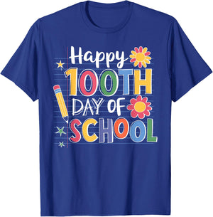 Happy 100 Days Of School Teacher Student Women Kids Cute T-Shirt - T-Shirt | Royal