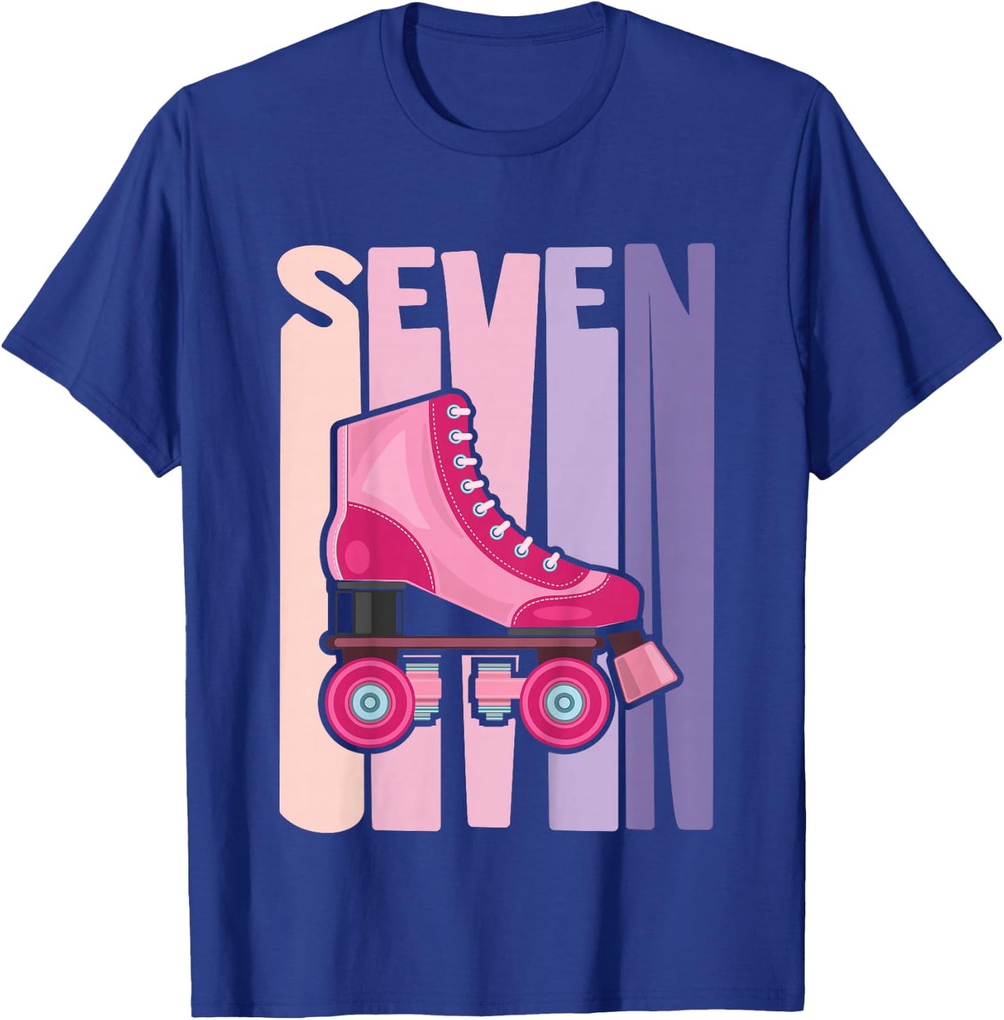 7 Year Old Cute Roller Skating Birthday Girl 7th B-Day T-Shirt - T-Shirt | Royal