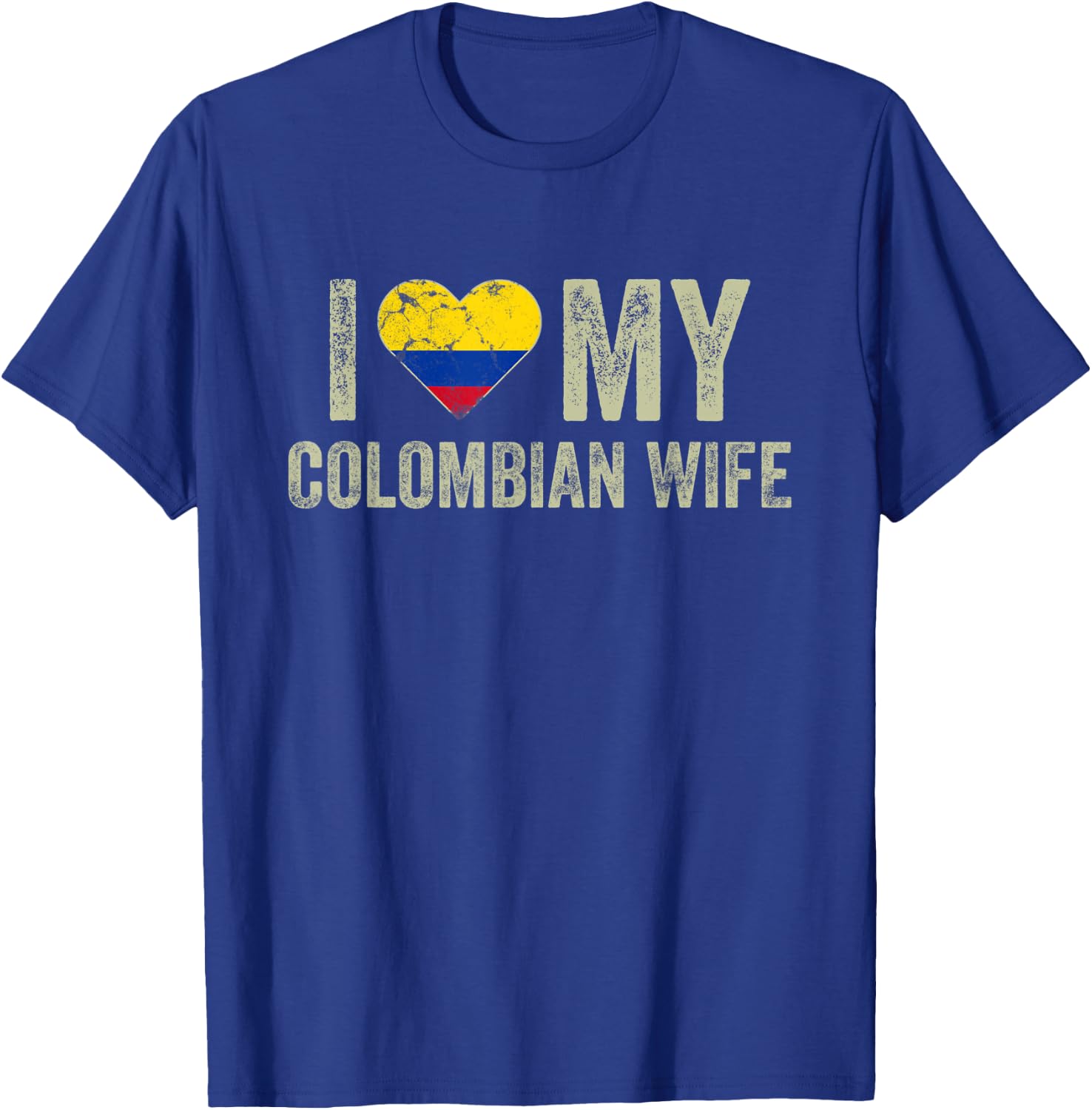 I Love My Colombian Wife Colombia Flag Funny Husband T-Shirt - T-Shirt | Royal