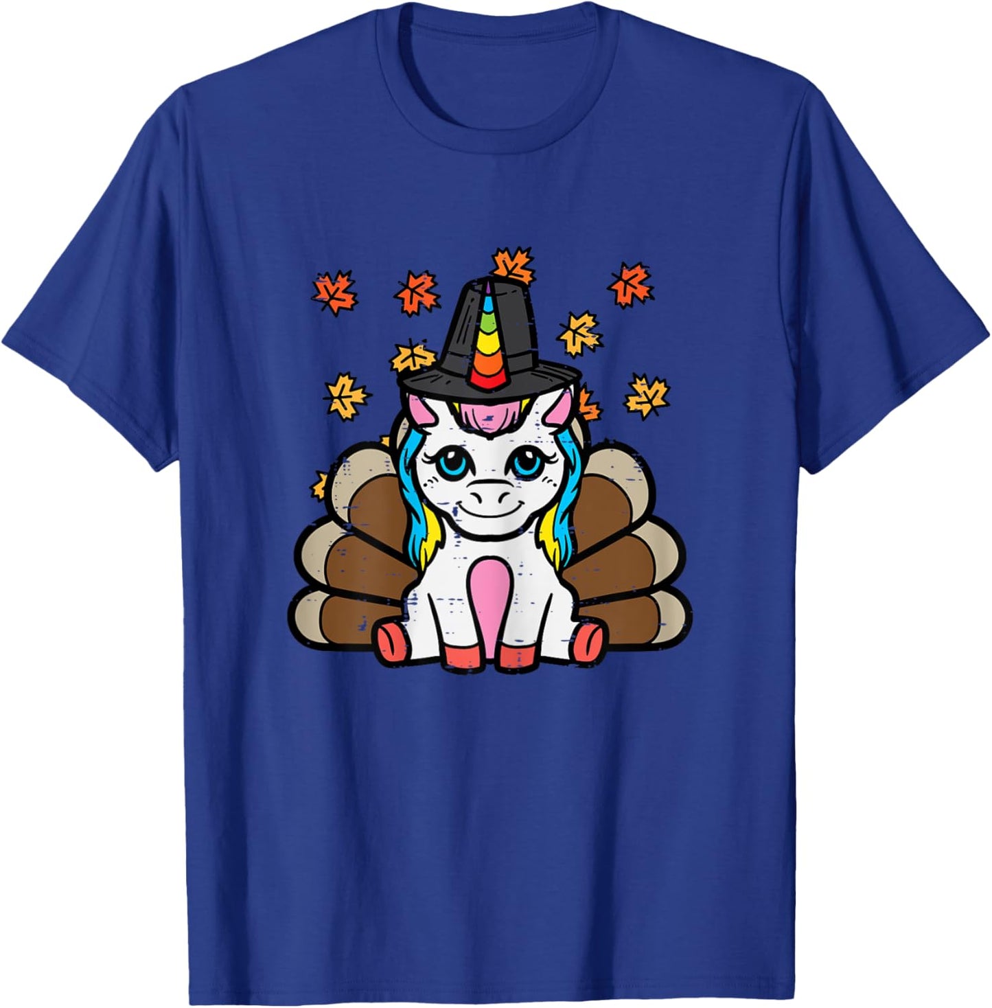 Thanksgiving Unicorn Turkey Fall Girls Kids Toddler Women T-Shirt - T-Shirt | Royal